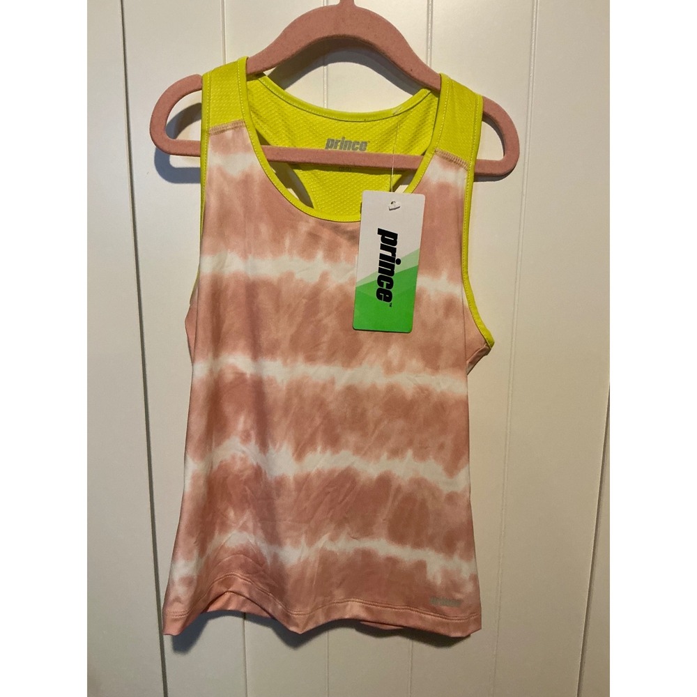 Prince Girls Tie Dye Racerback Athletic Tank Top Pink Neon Yellow Size S 8-9 NWT